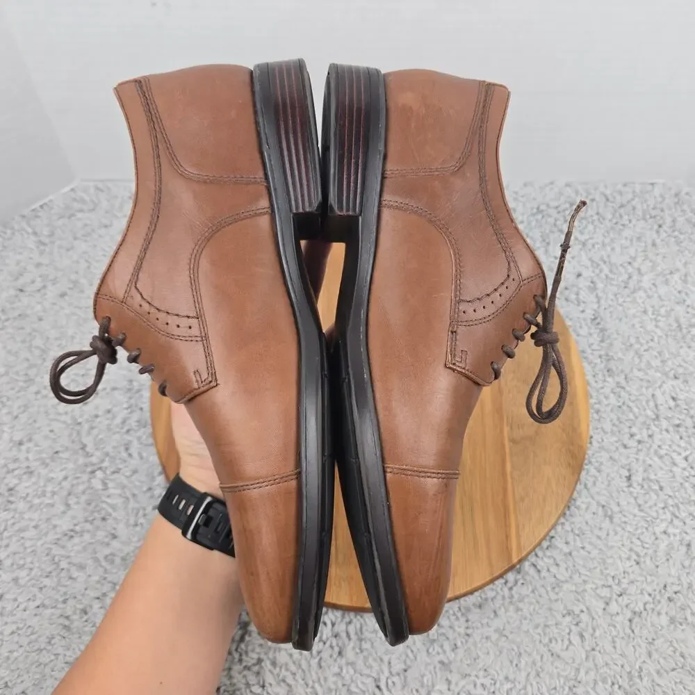 Johnston & Murphy Men 10M Branning XC4 Brown Leather Cap Toe Oxford Dress Shoe